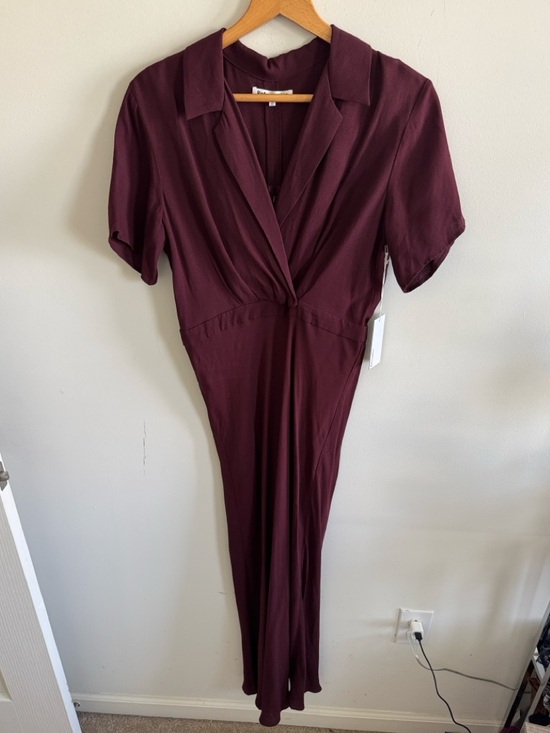 Reformation Danika midi v-neck Dress in Prune burgundy wine size Medium NWT - Picture 2 of 8